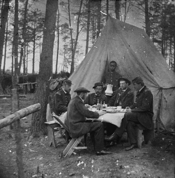 Dinner party outside tent